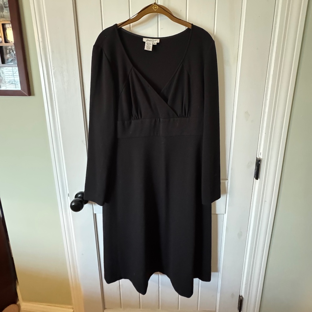 Coldwater Creek black dress. Long sleeve. Lightly worn, size 16.